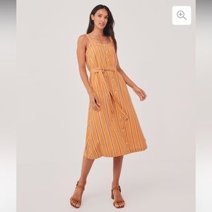 Pact Orange Striped Dress